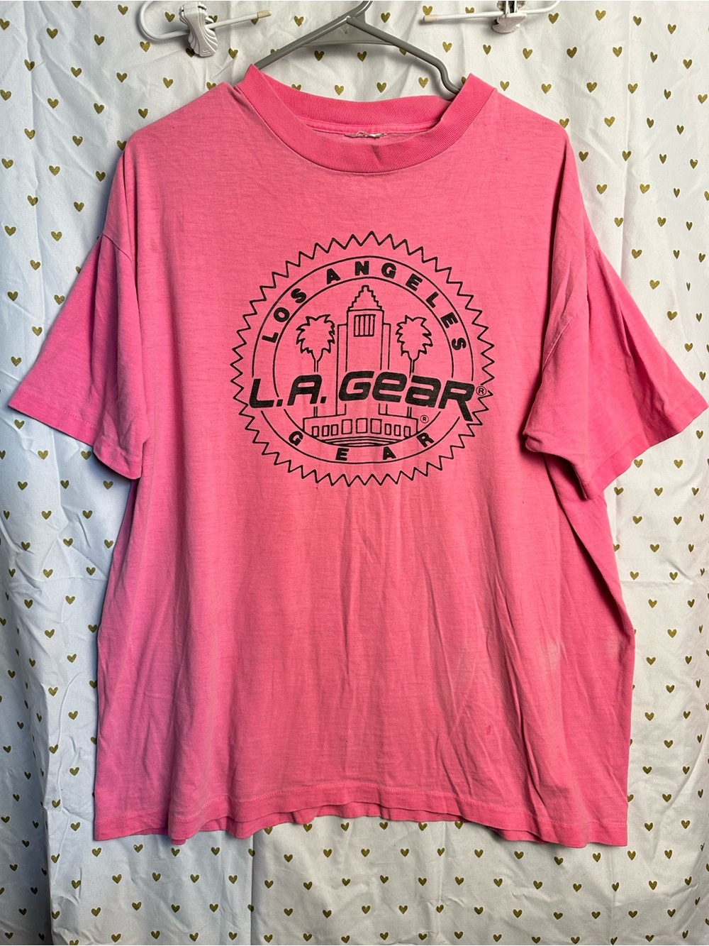 Vintage 80’s 90’s LA Gear T Shirt Pink Neon Single Stitch Short Sleeve Tee XL